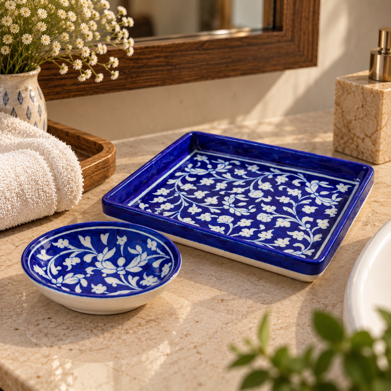 Regal Blue Pottery Bath Ensemble
