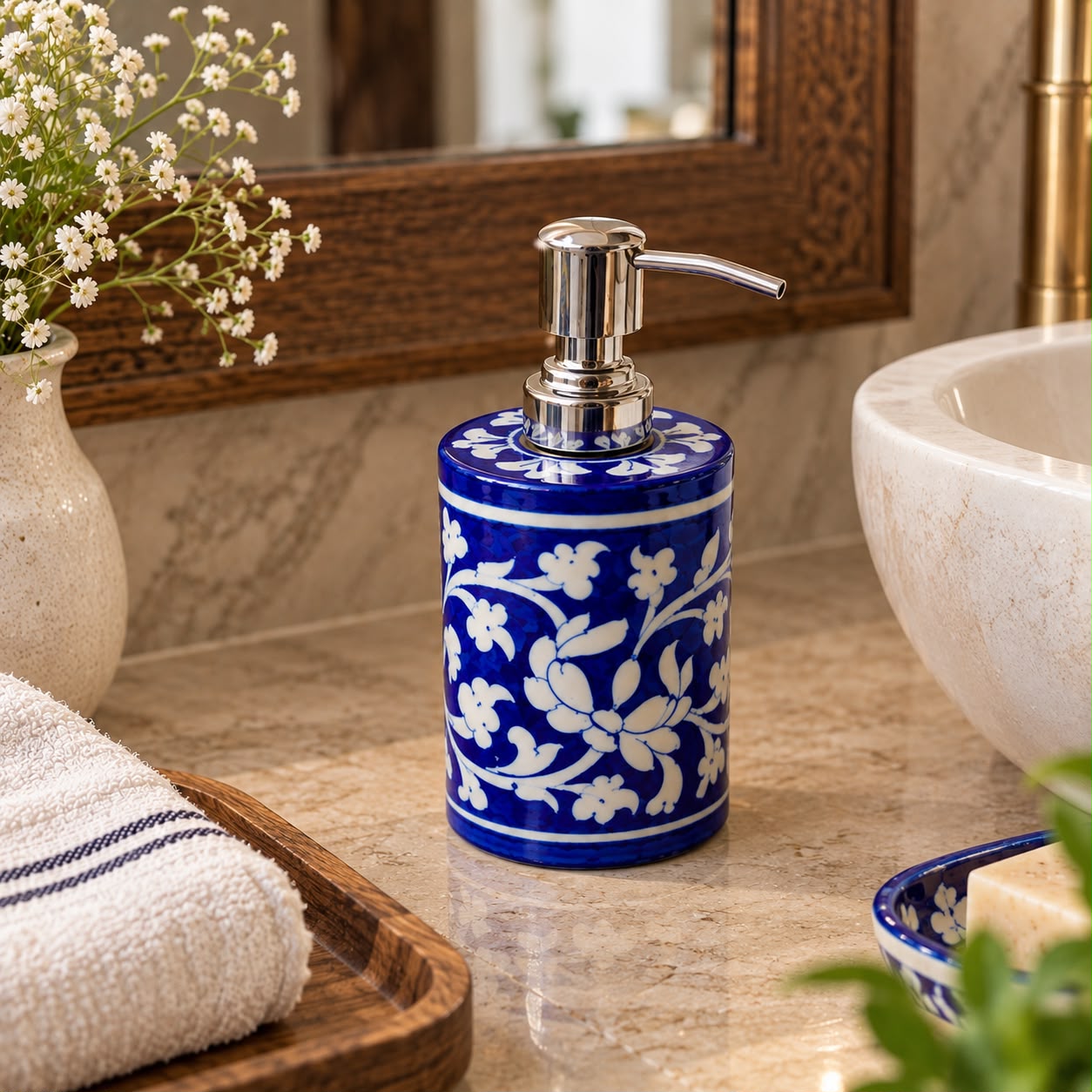 Regal Blue Pottery Bath Ensemble