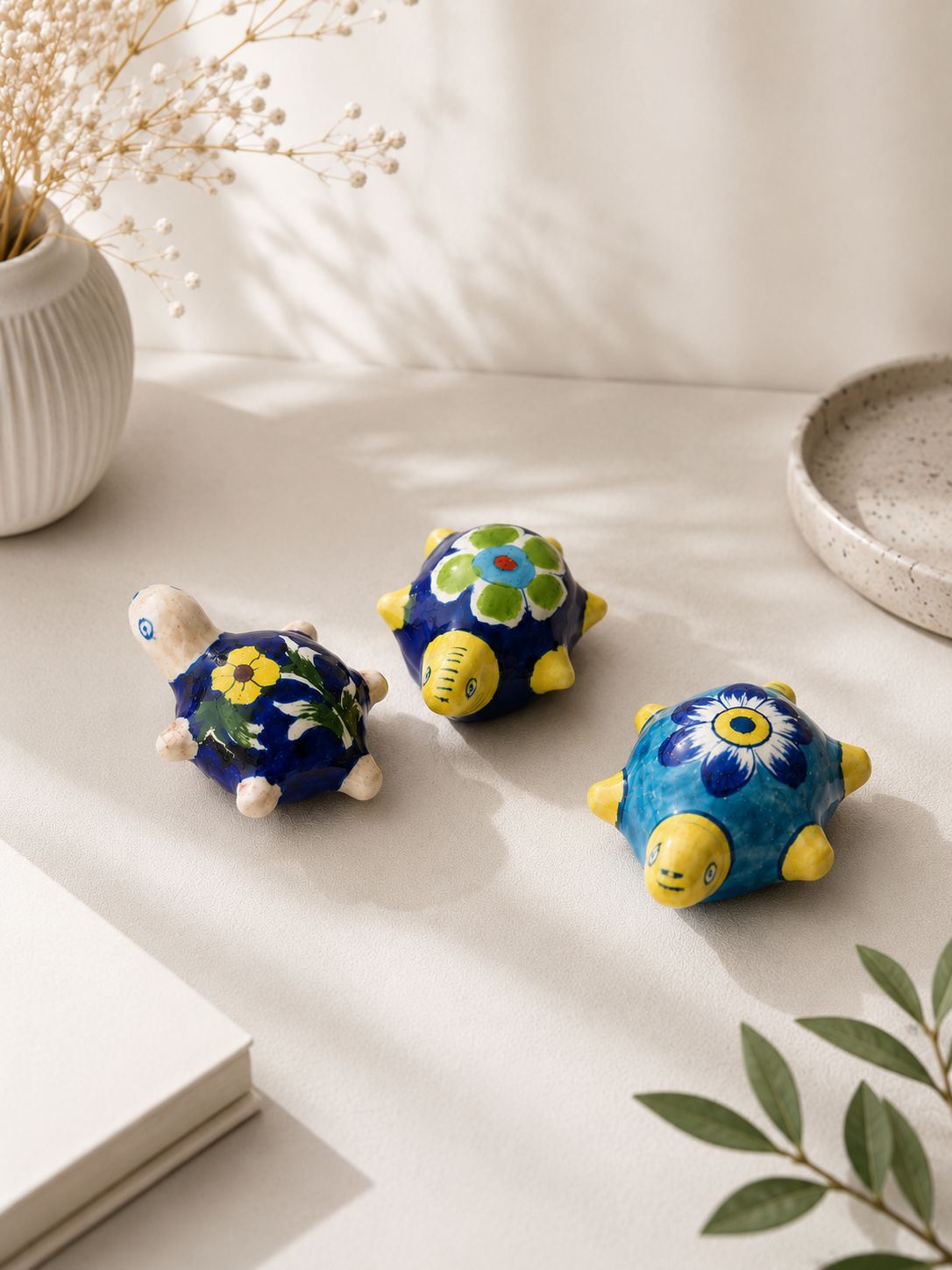Blue Pottery Tortoise Paperweight
