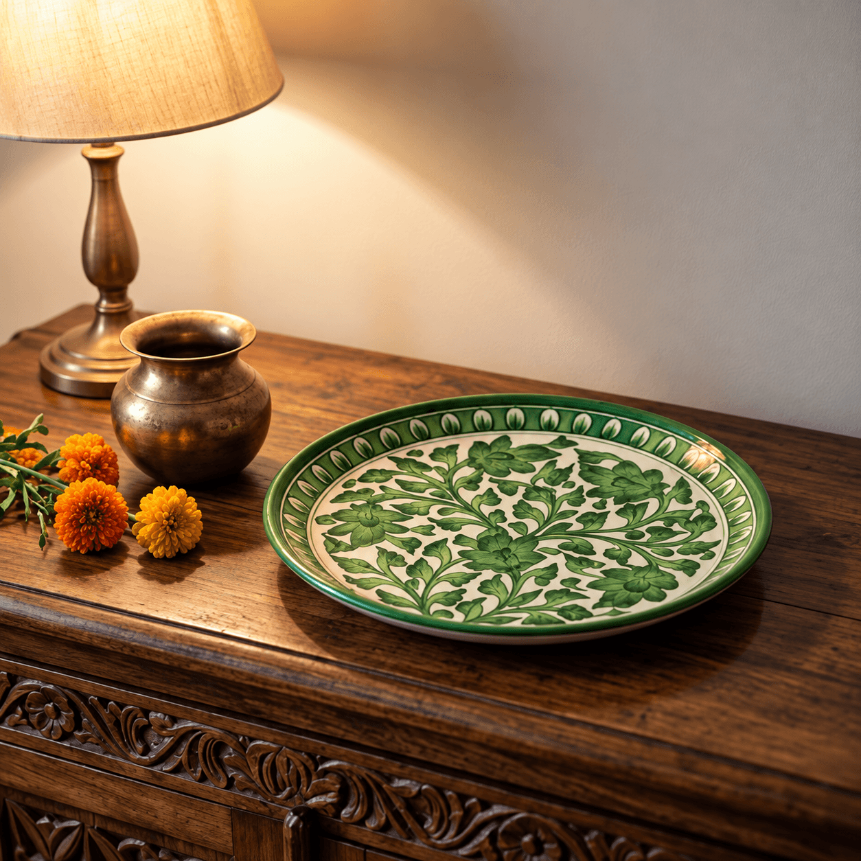 Blue Pottery Regular Design Handmade Wall Plate – 10 Inch