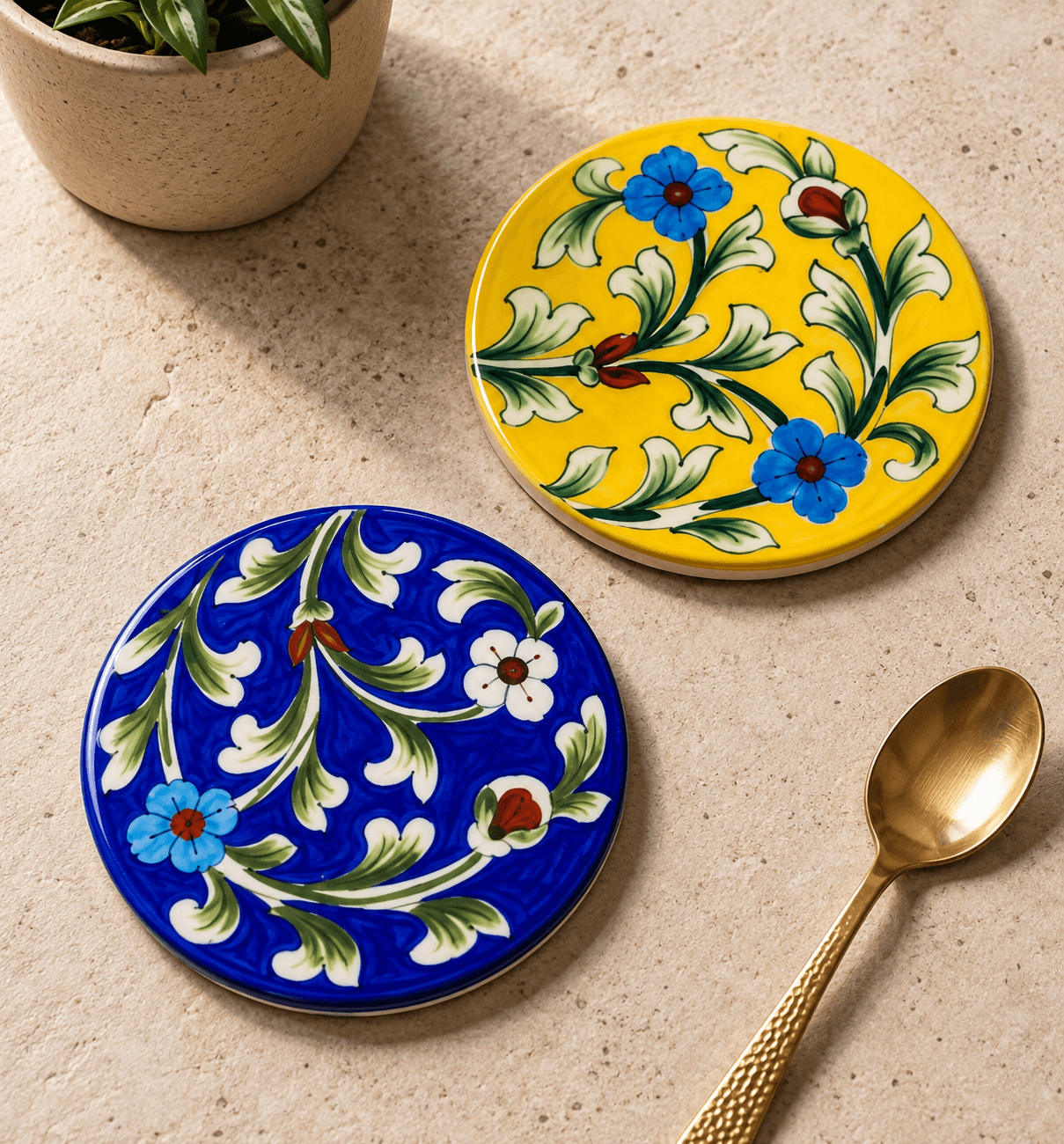 Azure Bloom Tea Coaster