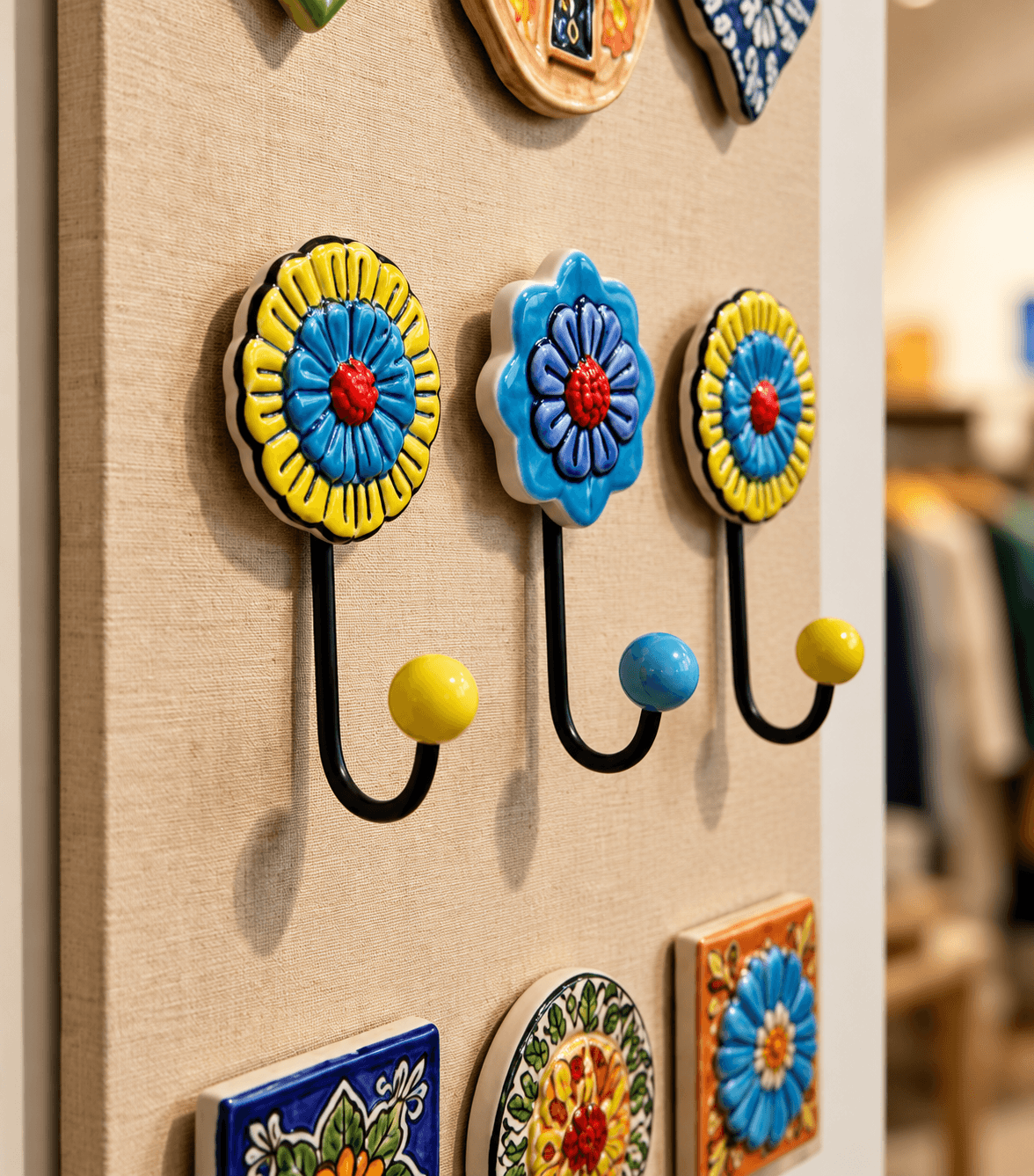Flora Charm Wall Décor Ceramic Hanger - Set Of 4