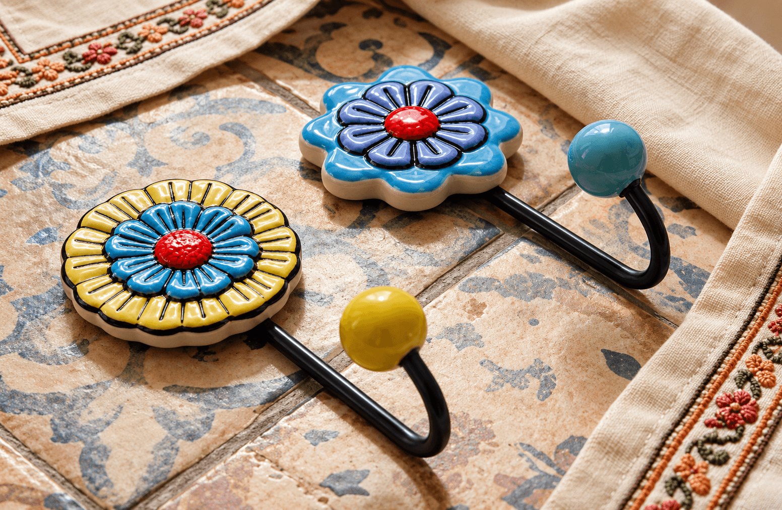 Flora Charm Wall Décor Ceramic Hanger - Set Of 4 in the atelier