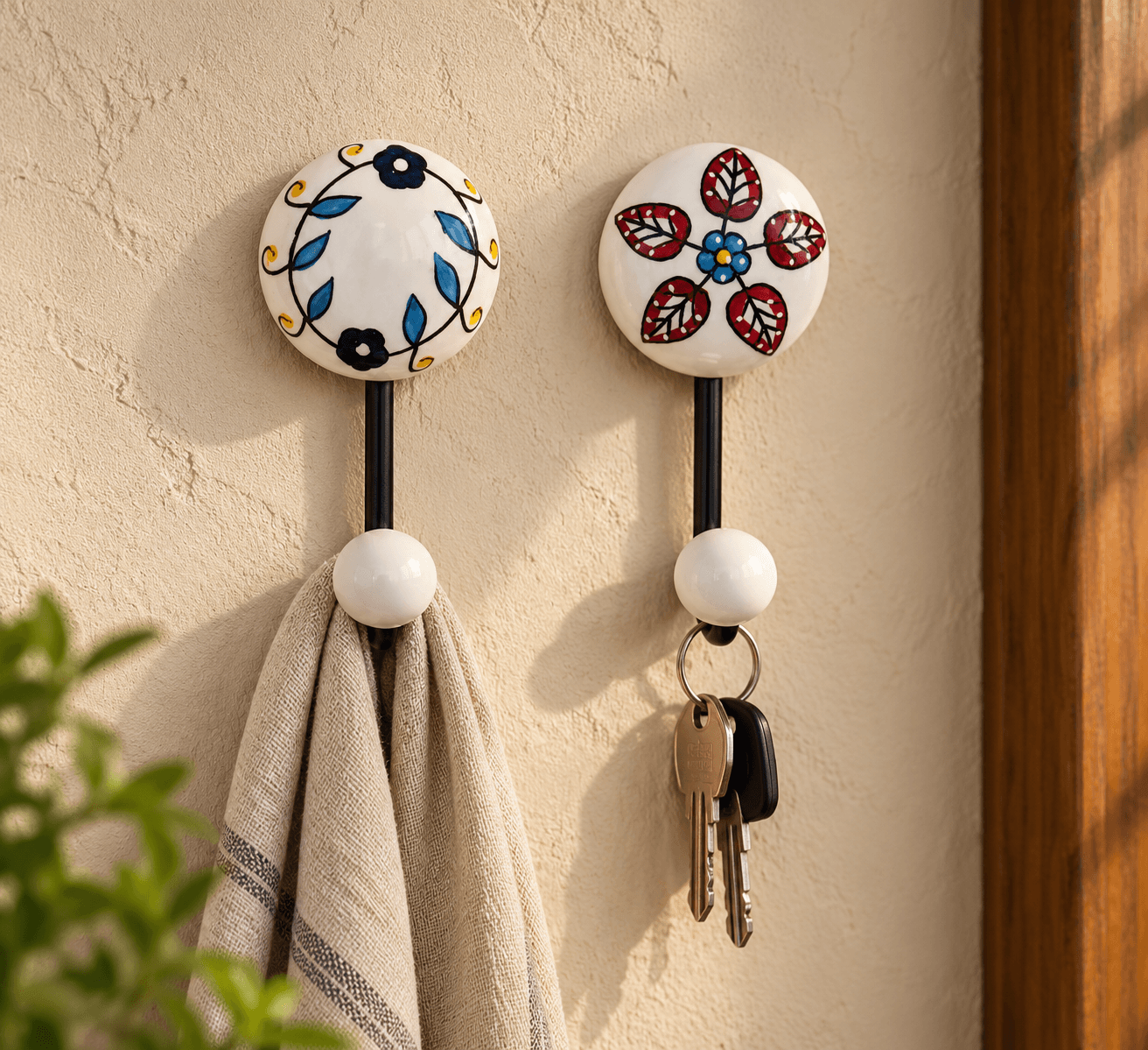 Ceramic Hand Design Wall Hanger - Set Of 2