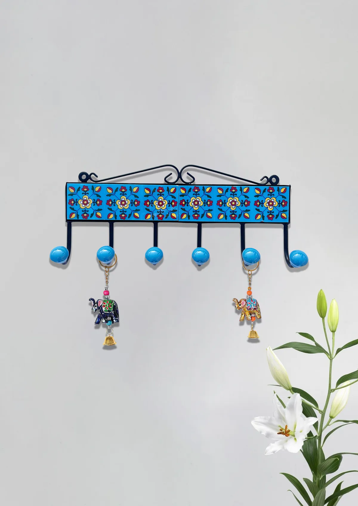 Blue Pottery Design Iron Framed Tiled Hanger Assorted Design — XXL · Multicolour