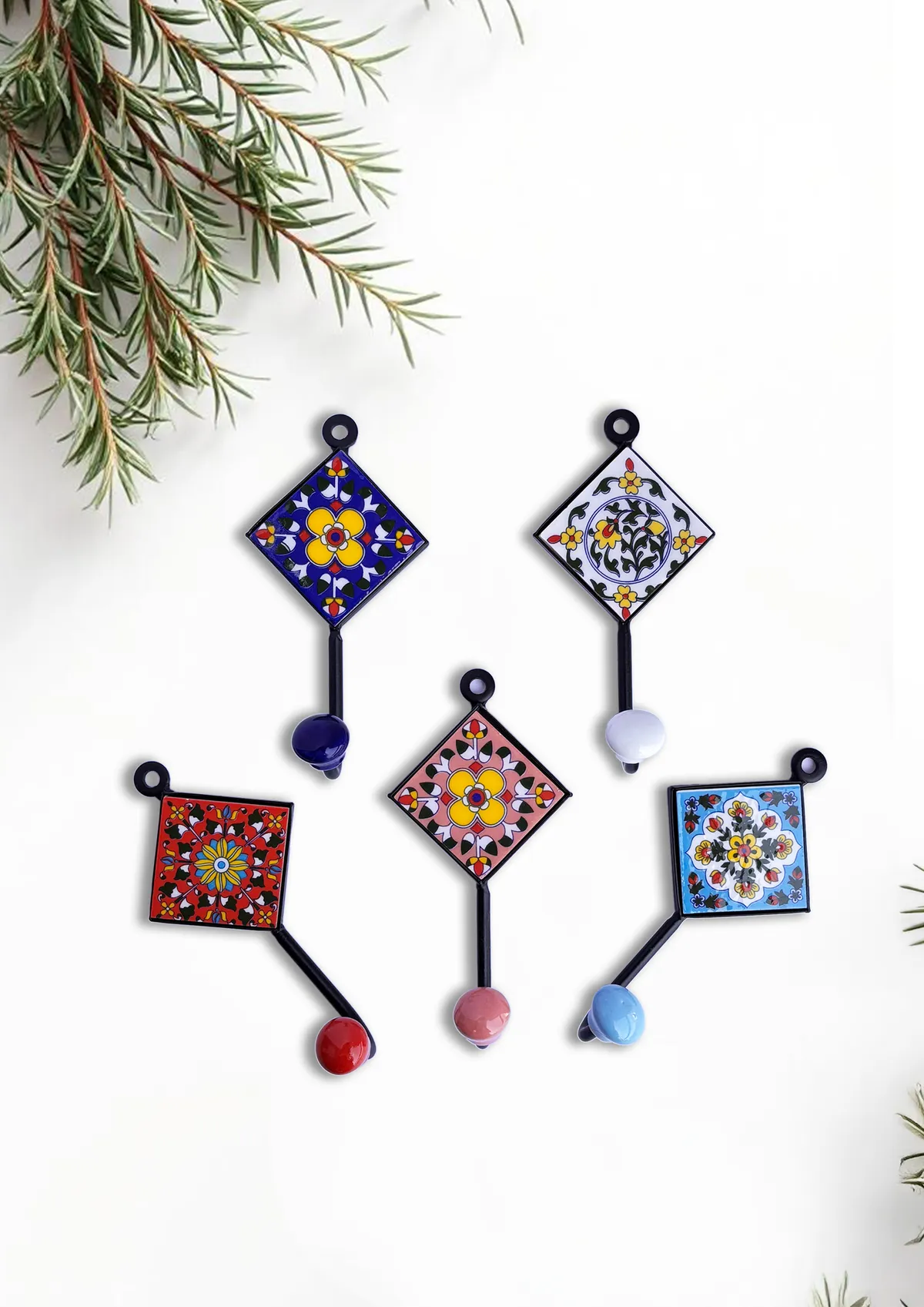 Celeste Ceramic Kite Wall Decor Hanger Assorted Design — S · Multicolour set of 5