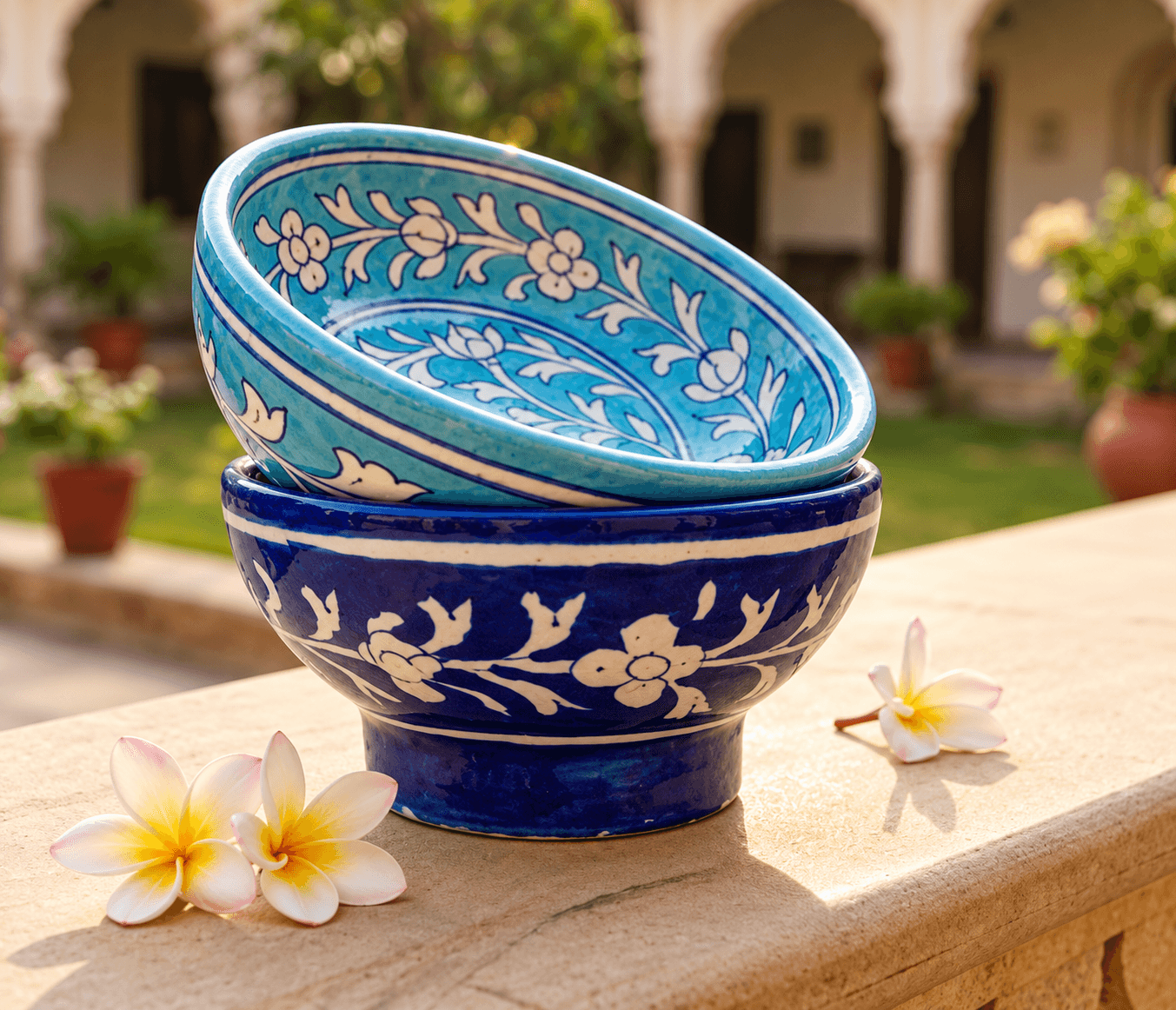Azure Artisan Bowl Hand Design 6INCH - Set Of 2