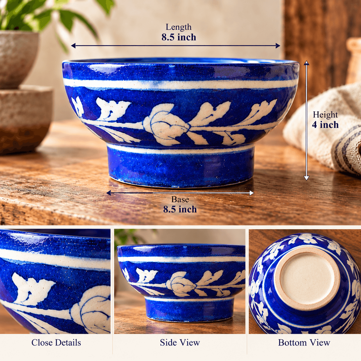 Azure Artisan Bowl Hand Design 6INCH - Set Of 2