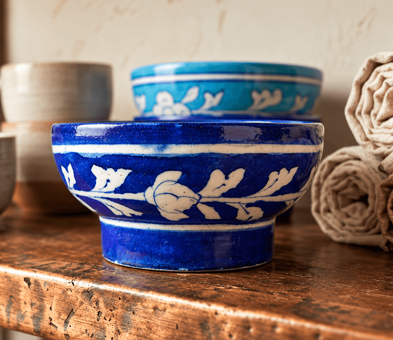 Azure Artisan Bowl Hand Design 6INCH - Set Of 2