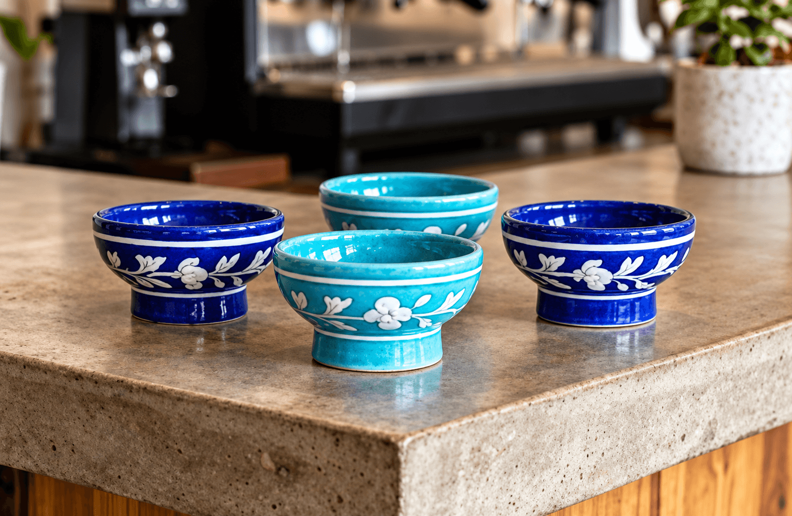 Handmade Blue Pottery 4INCH Serving Bowl - Set Of 4