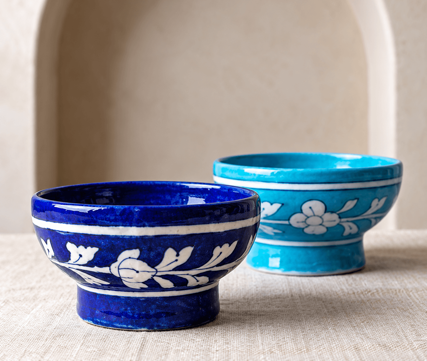 Handmade Blue Pottery 4INCH Serving Bowl - Set Of 4