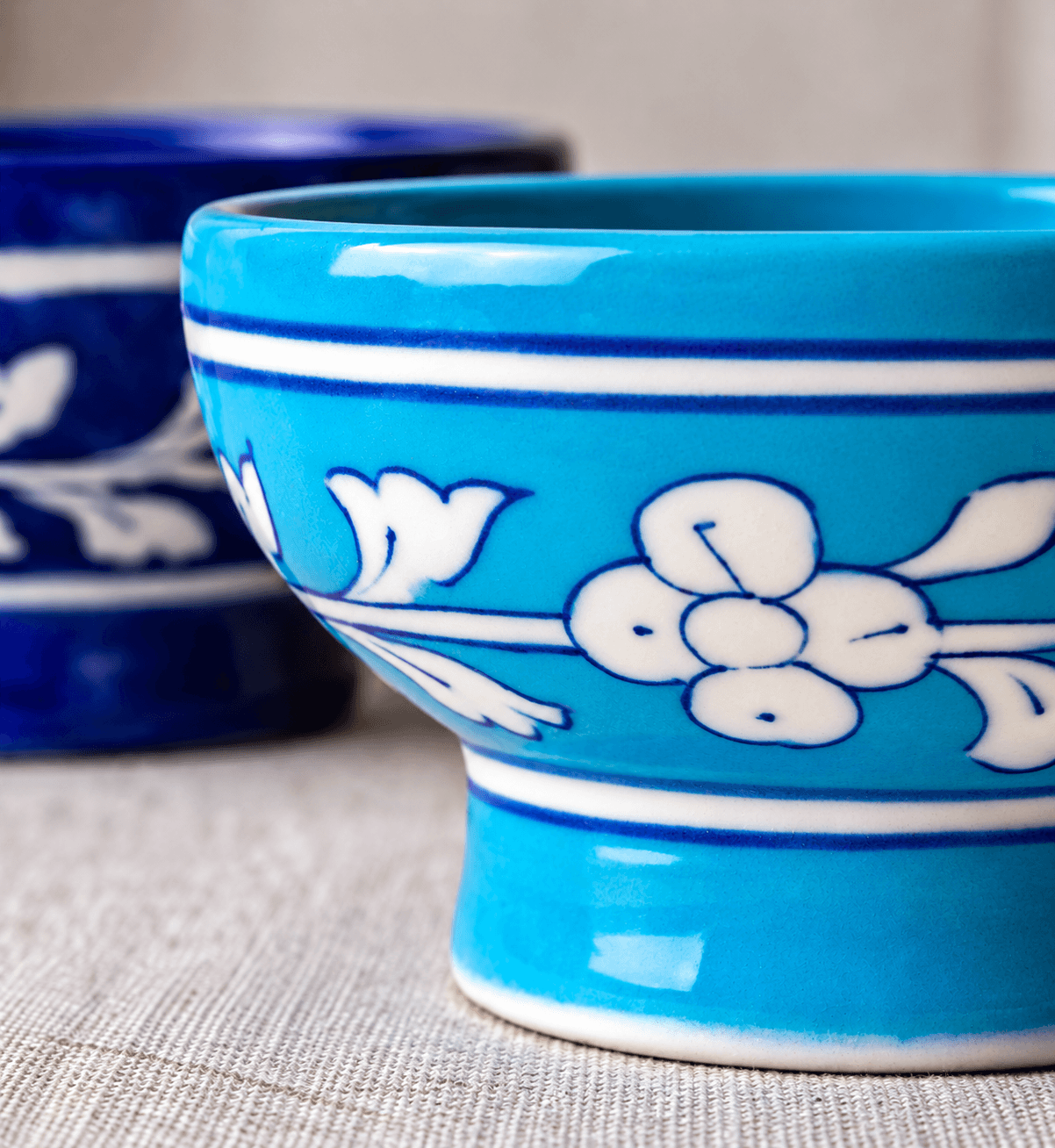 Handmade Blue Pottery 4INCH Serving Bowl - Set Of 4