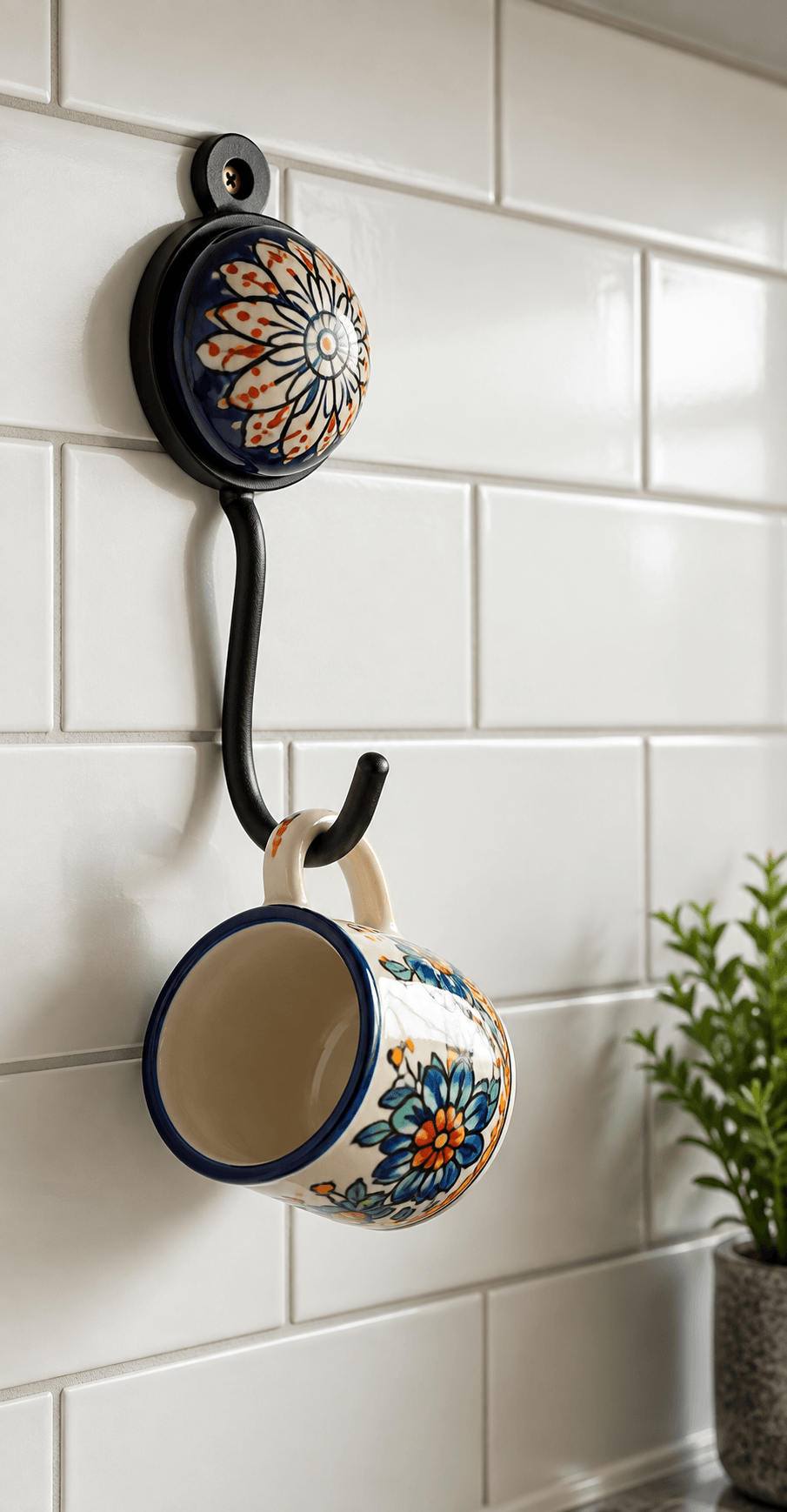 Round Iron Frame Ceramic Wall & Key Hanger – Handmade Decorative Home Organizer — XS · Multicolour