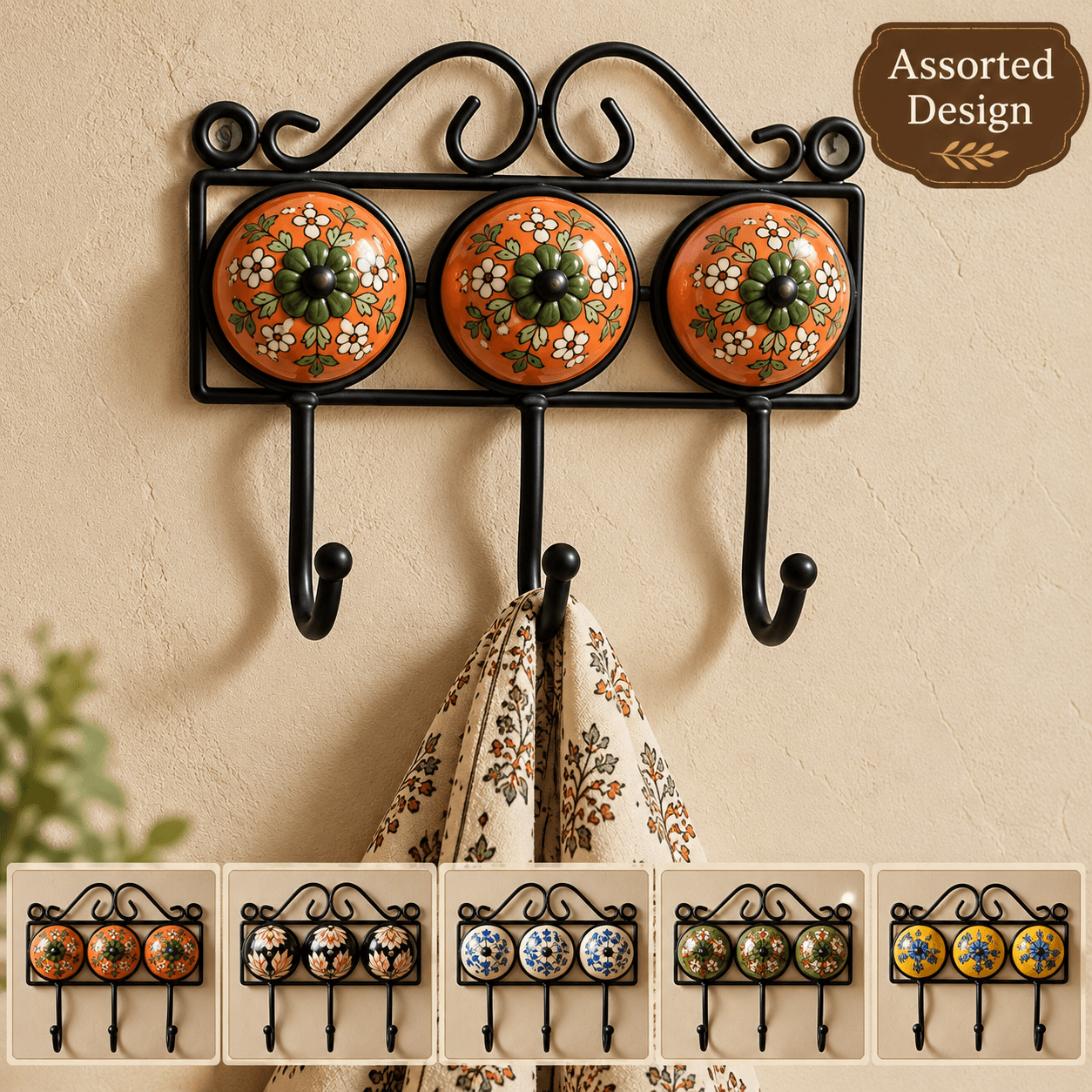 Round Iron Frame Ceramic Wall & Key Hanger – Handmade Decorative Home Organizer in the atelier
