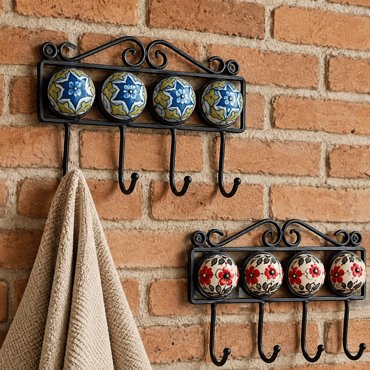 Round Iron Frame Ceramic Wall & Key Hanger – Handmade Decorative Home Organizer in the atelier