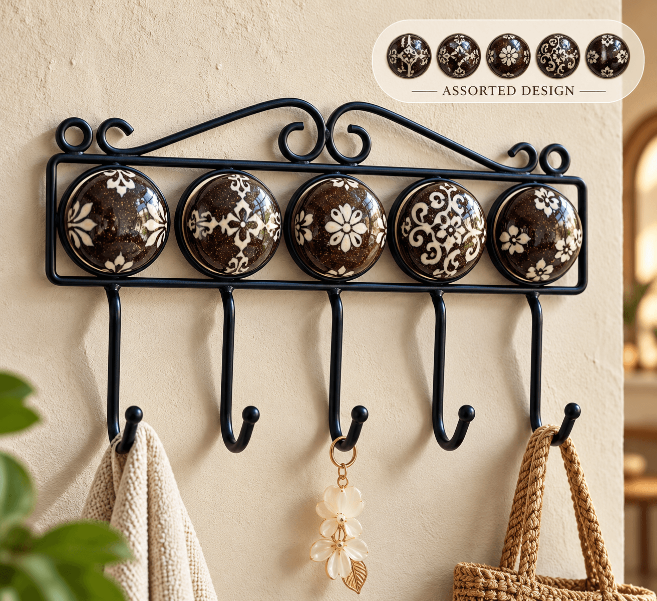 Round Iron Frame Ceramic Wall & Key Hanger – Handmade Decorative Home Organizer in the atelier
