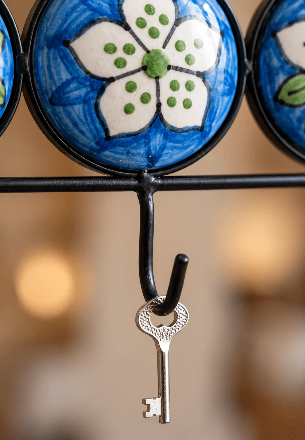 Round Iron Frame Ceramic Wall & Key Hanger – Handmade Decorative Home Organizer in the atelier