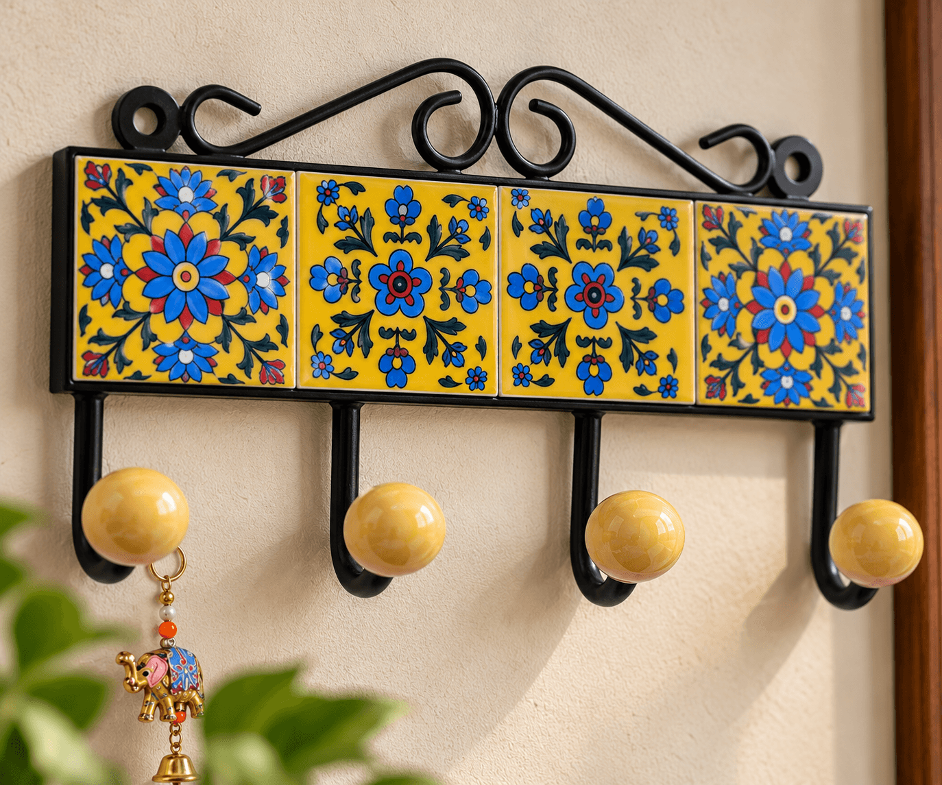 Blue Pottery Design Iron Framed Tiled Hanger Assorted Design — L · Multicolour