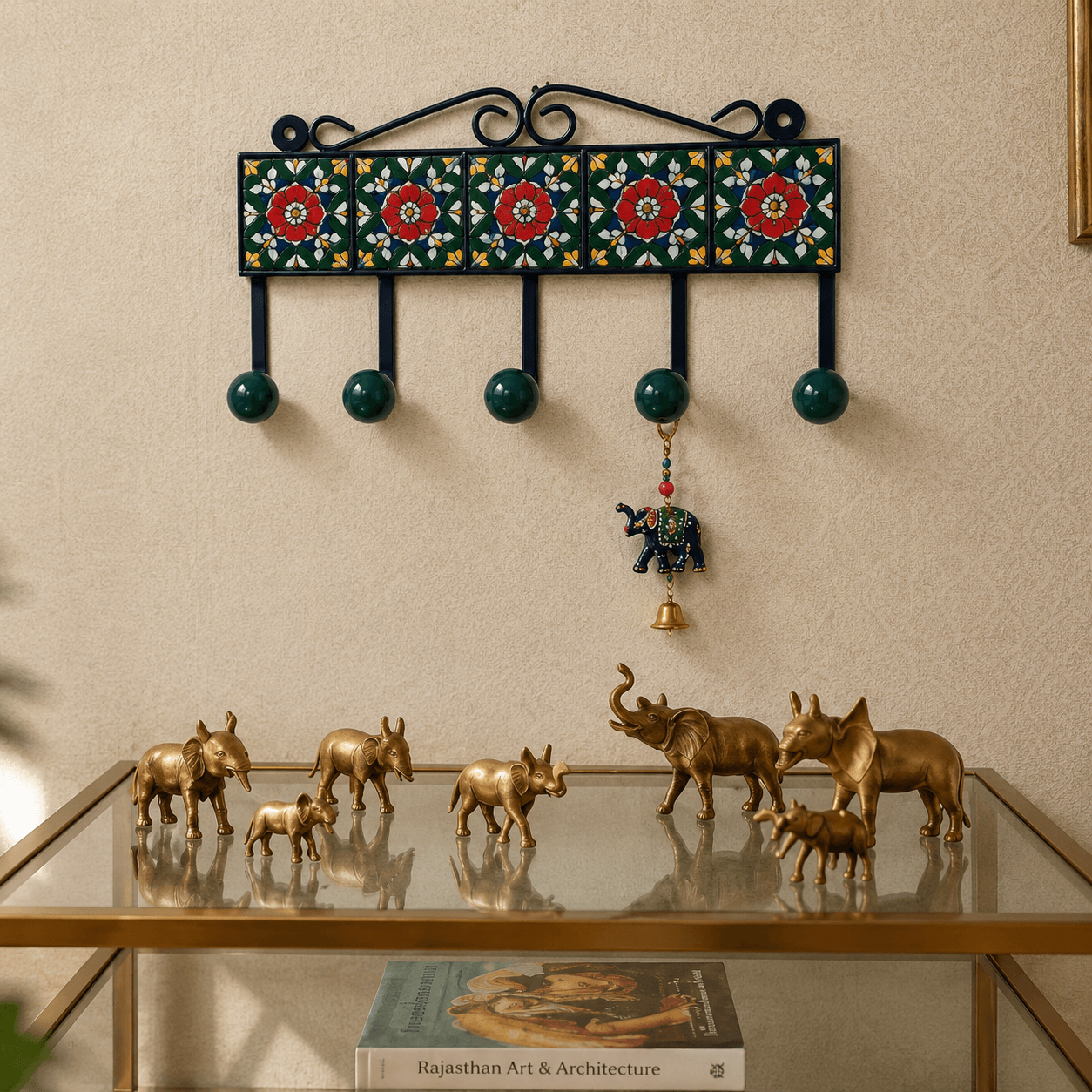 Blue Pottery Design Iron Framed Tiled Hanger Assorted Design — XL · Multicolour