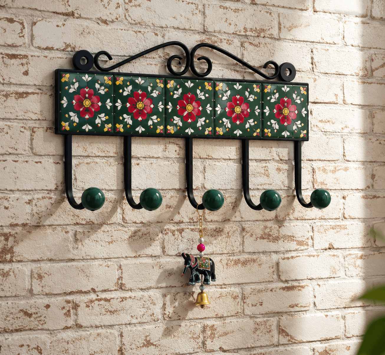 Blue Pottery Design Iron Framed Tiled Hanger Assorted Design — XL · Multicolour