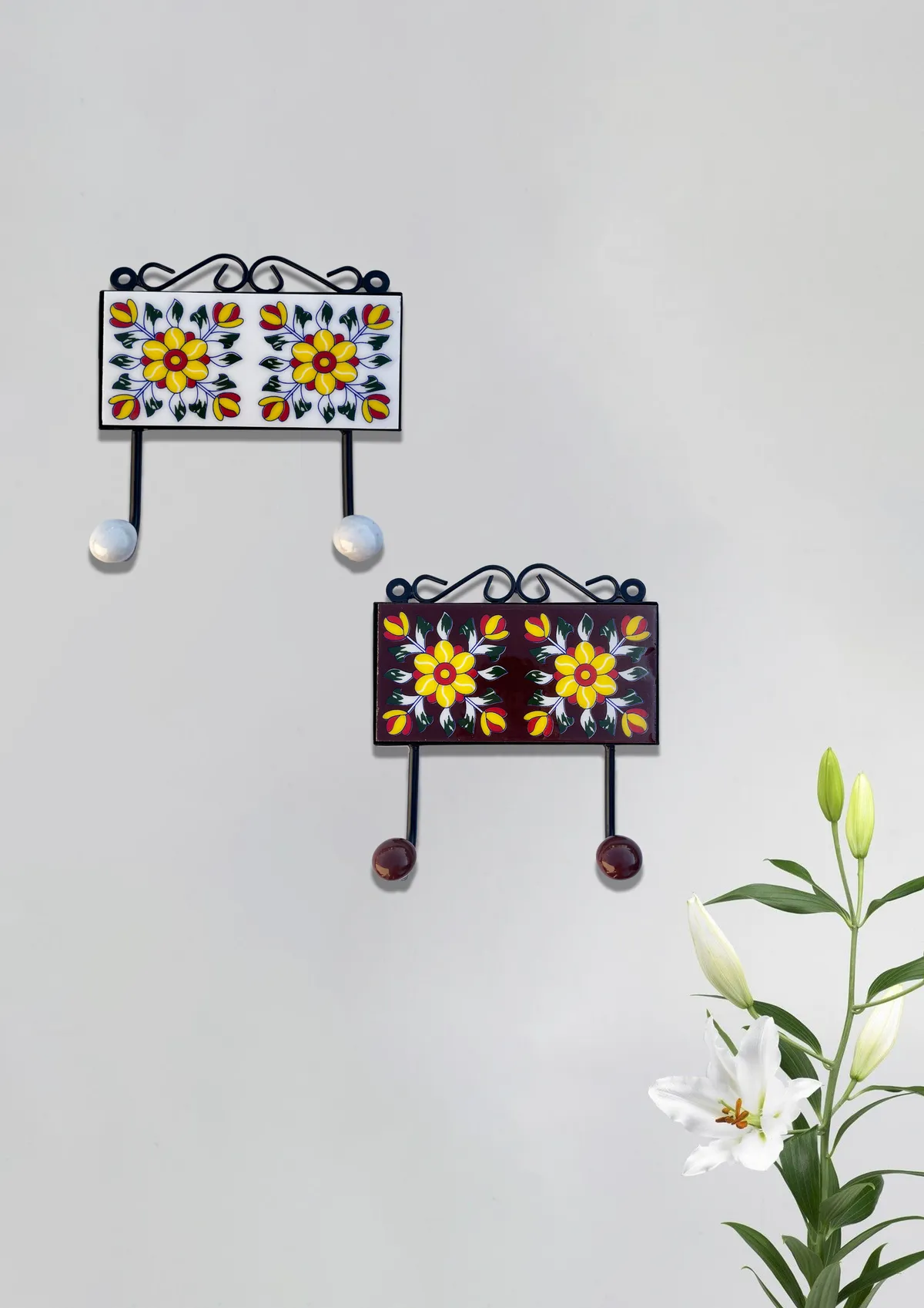 Flowered Design Iron Frame Hanger in the atelier