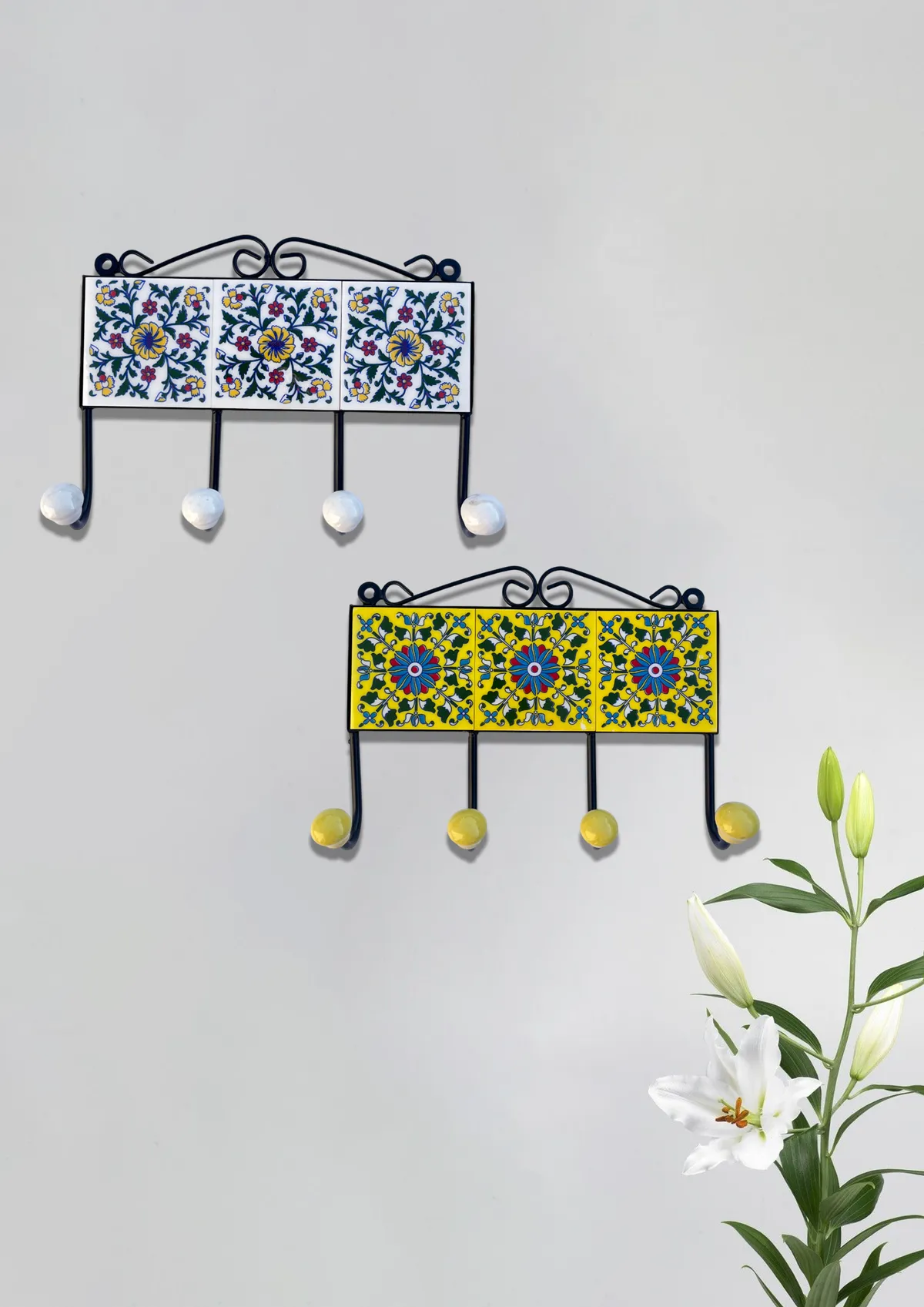 Flowered Design Iron Frame Hanger in the atelier