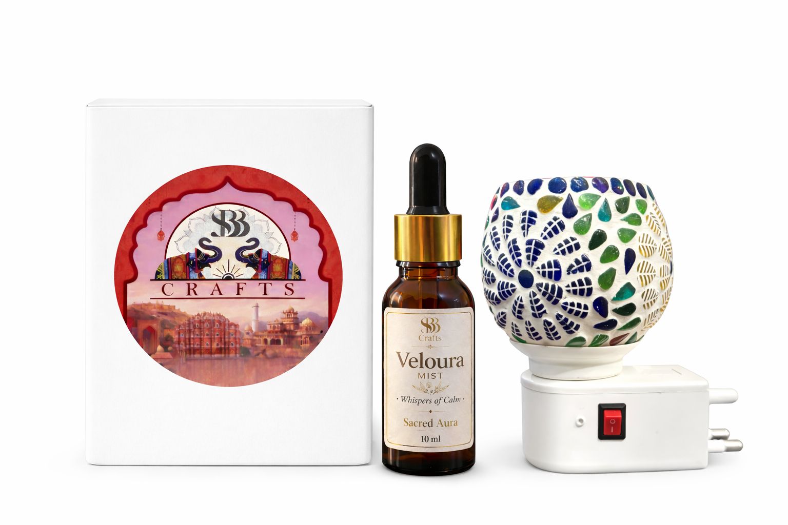 Handcrafted Oil Aroma Diffuser With Oil Fragrance — Mosaic · Multi colour