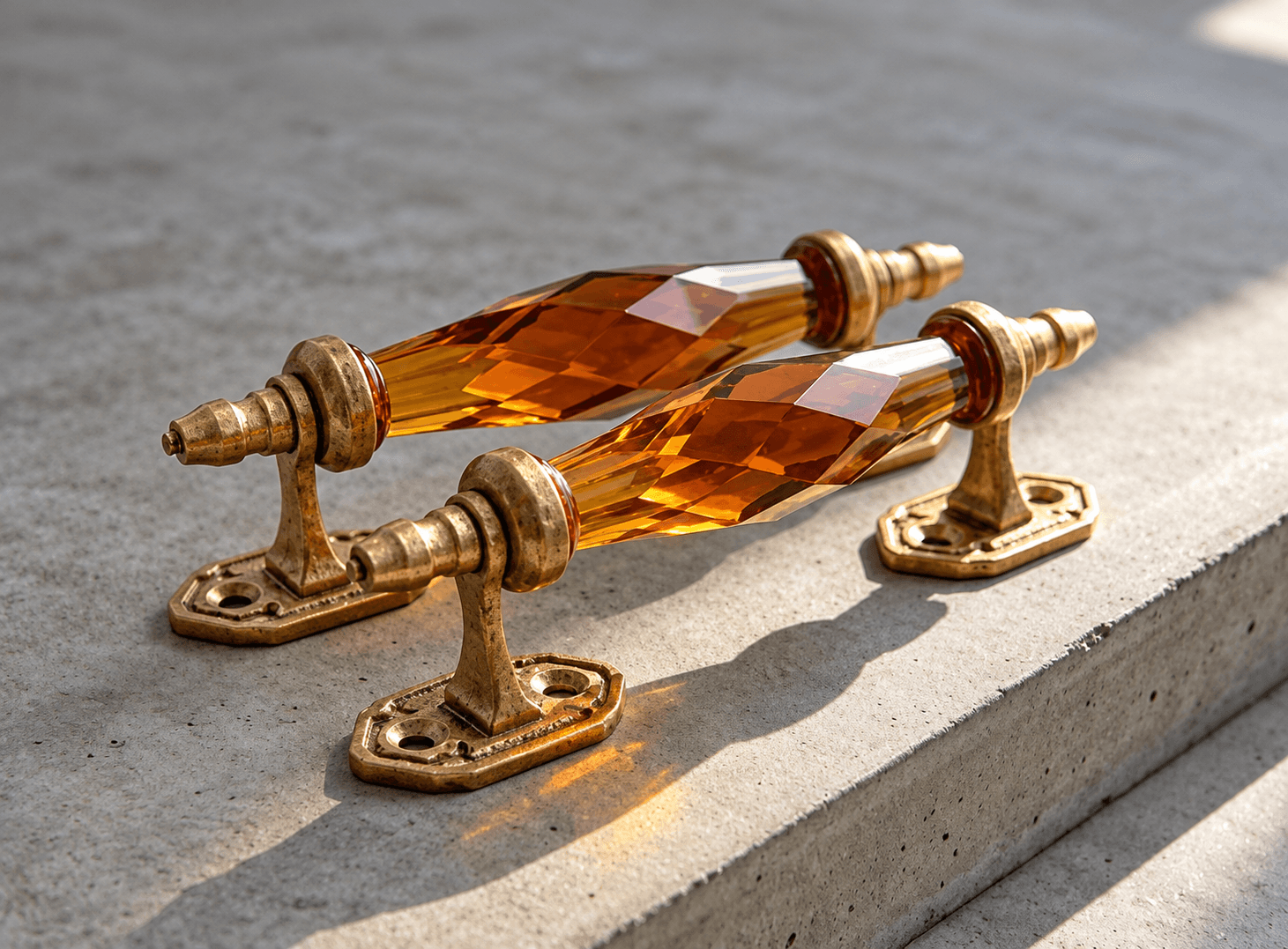 Vintage Design Old School Brass Glass Door Handle - Set Of 2