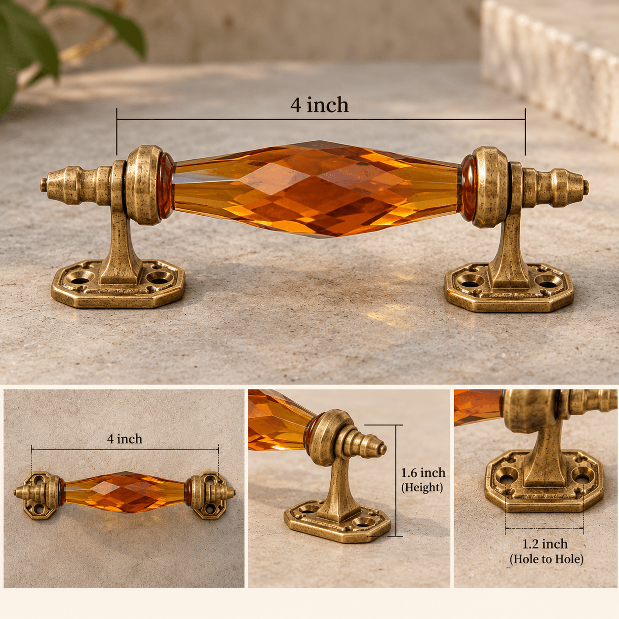 Vintage Design Old School Brass Glass Door Handle - Set Of 2