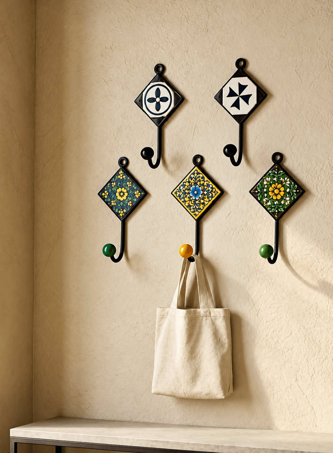 Celeste Ceramic Kite Wall Decor Hanger Assorted Design — S · Multicolour set of 5